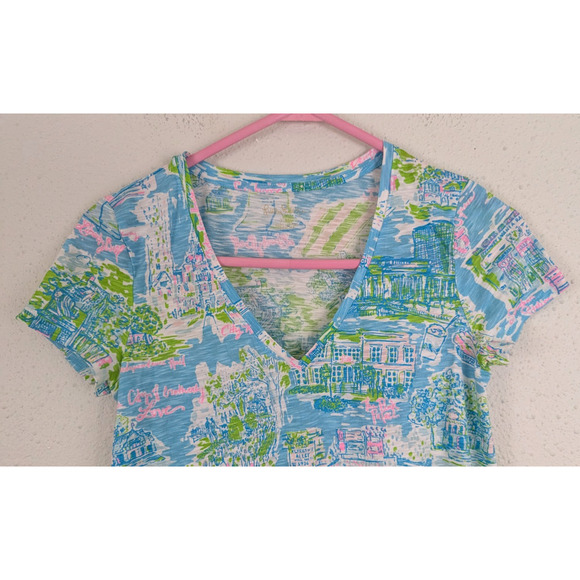 Lilly Pulitzer sz XXS Tee Etta Philadelphia ss T-shirt knit colorful 1802 - Picture 2 of 6